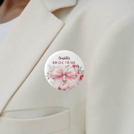 Badge Rond 2,50 Cm Fleurs roses en nœud papillon éclosent Tribu de la