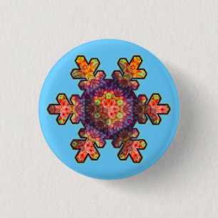 Badge Rond 2,50 Cm Flocon de neige psychédélique