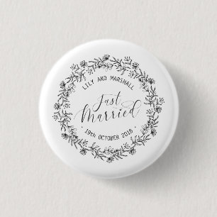 Badge Rond 2,50 Cm Floral personnalisé juste marié  Bouton de la br