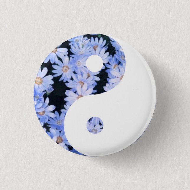 Badge Rond 2,50 Cm Floral Yin Yang (Devant)