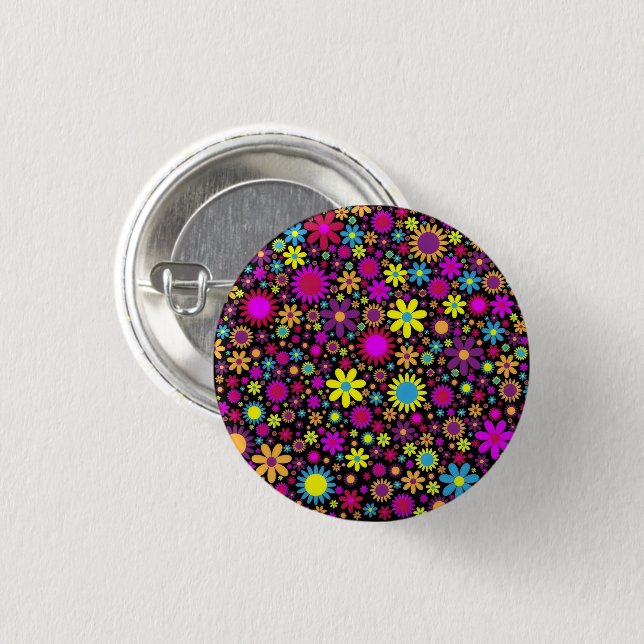 Badge Rond 2,50 Cm Flower Power (Devant & derrière)