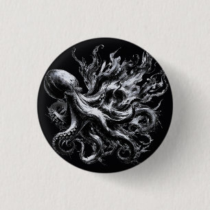 Badge Rond 2,50 Cm Fluide d'encre abstrait Pieuvre Kraken