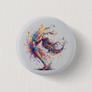Badge Rond 2,50 Cm Flux de danse vibrant Abstrait Art féminin