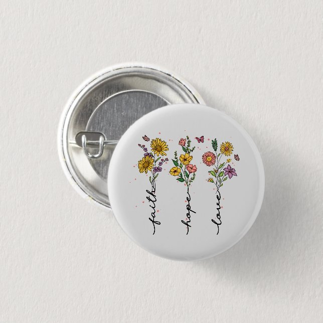 Badge Rond 2,50 Cm Foi-Espoir-Amour (Devant & derrière)