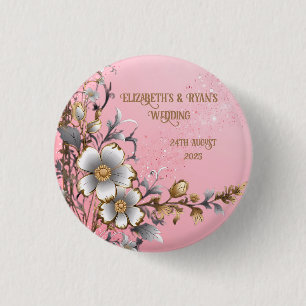 Badge Rond 2,50 Cm Fond de mariage élégant à paillettes roses