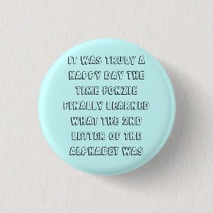 Badge Rond 2,50 Cm Fonzie apprend l'alphabet !