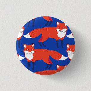 Badge Rond 2,50 Cm Forêt d'hiver Bleue renard