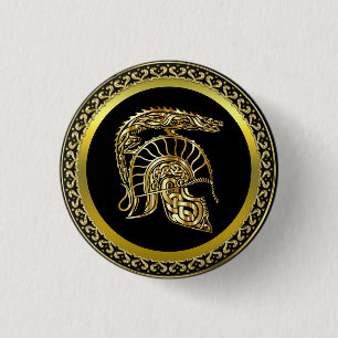Badge Rond 2,50 Cm Forge de casque d'armure de chevalier de Viking