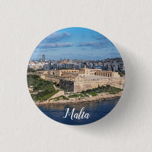 Badge Rond 2,50 Cm Fort Manoel et Sliema de La Valette, Malte