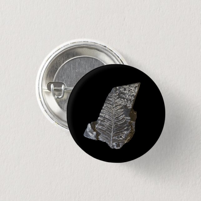 Badge Rond 2,50 Cm Fossilisé Feuille Rock Nature Photographie (Devant & derrière)