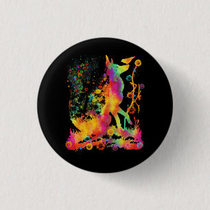 Badge Rond 2,50 Cm Fox Art Animal Art Fox Tie Dye Spring Flower W