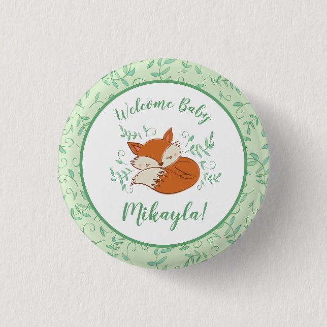 Badge Rond 2,50 Cm Fox Baby shower Animaux boisés (Devant)