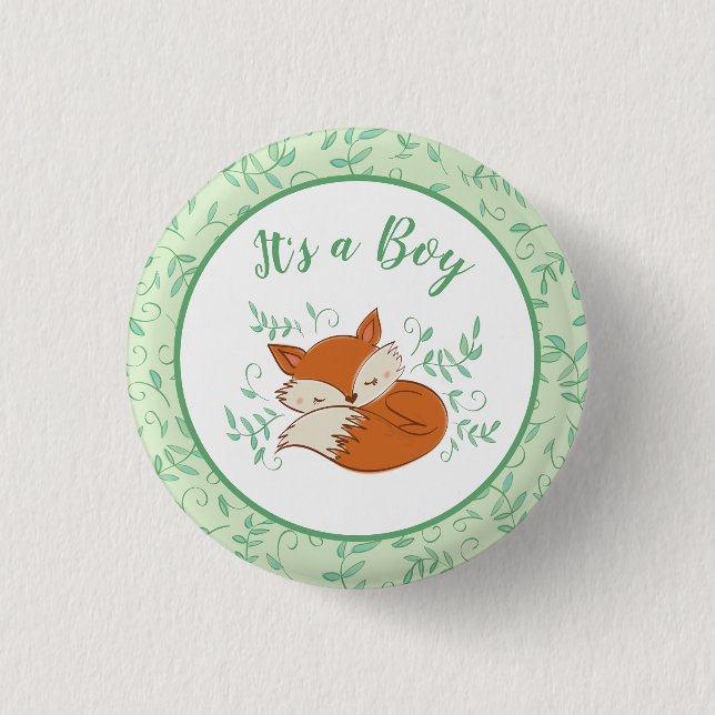 Badge Rond 2,50 Cm Fox Baby shower Animaux boisés (Devant)