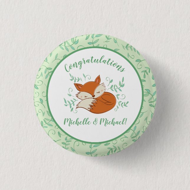 Badge Rond 2,50 Cm Fox Baby shower Animaux boisés (Devant)