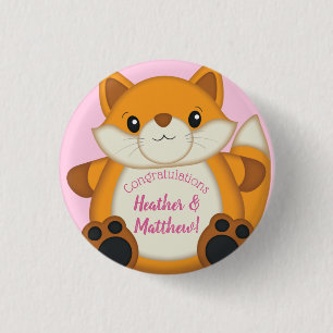 Badge Rond 2,50 Cm Fox Baby shower rose