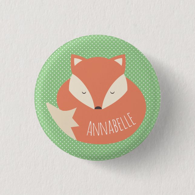 Badge Rond 2,50 Cm Fox mignon personnalisé de sommeil (Devant)
