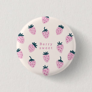 Badge Rond 2,50 Cm Fraises rose