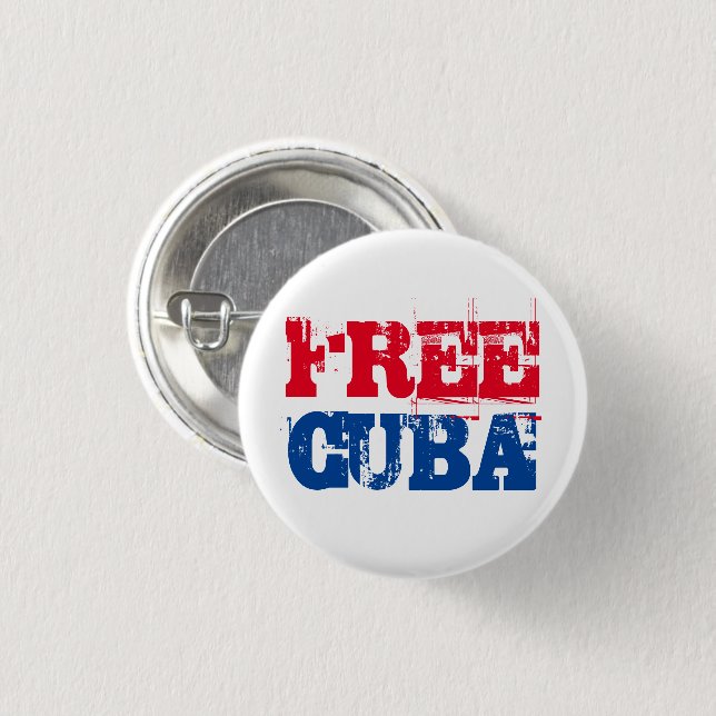 Badge Rond 2,50 Cm Free Cuba SOS Cuba rouge blanc bouton (Devant & derrière)