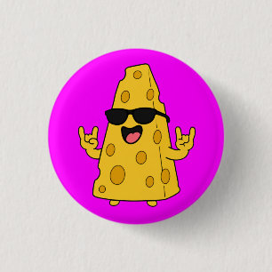 Badge Rond 2,50 Cm Fromage à Rock Cool avec Lunettes de Soleil