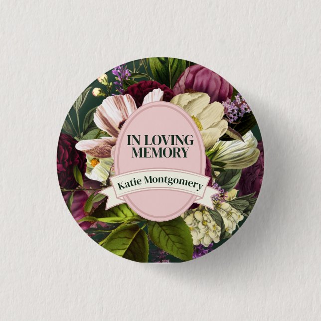 Badge Rond 2,50 Cm Funérailles florales vert pourpre (Devant)