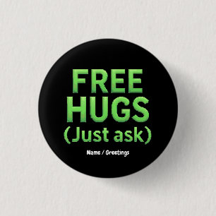 Badge Rond 2,50 Cm Funky Free Hugs Posez-Vous Simplement À La Famille