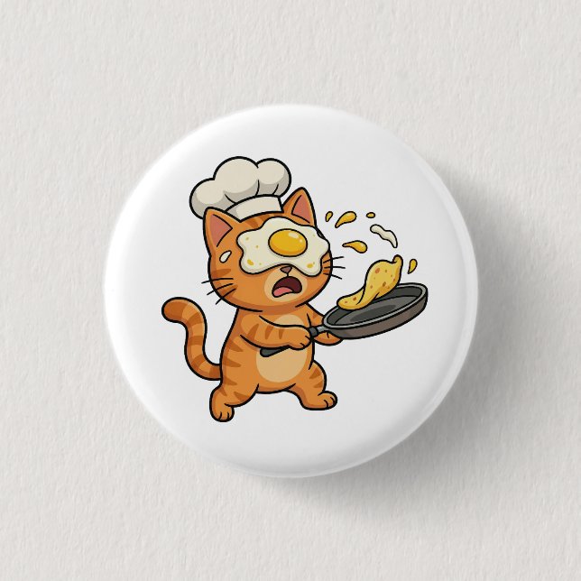 Badge Rond 2,50 Cm Funny Cat Chef Button (Devant)