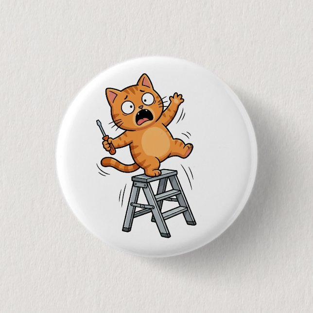 Badge Rond 2,50 Cm Funny Clumsy Cat Button (Devant)