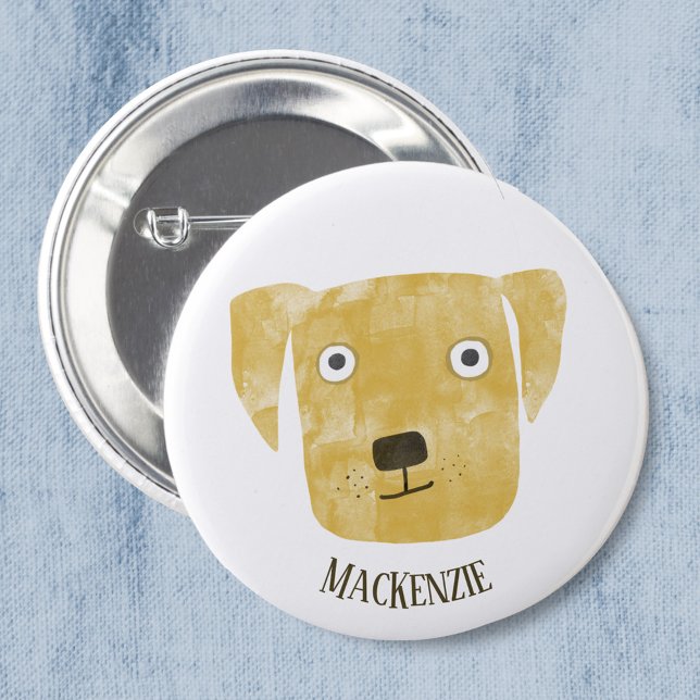 Badge Rond 2,50 Cm Funny Golden Labrador Retriever Chien Nom personna (Golden labrador retriever personalized button)