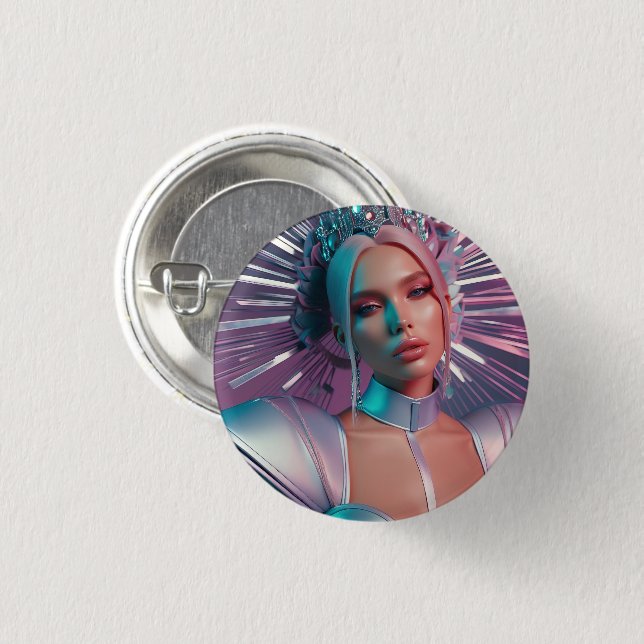 Badge Rond 2,50 Cm Futuristic queen (Devant & derrière)