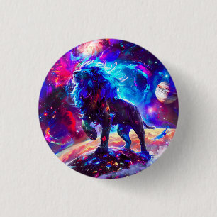 Badge Rond 2,50 Cm Galaxy Lion Blue