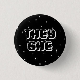 Badge Rond 2,50 Cm Galaxy They/She Pronouns 