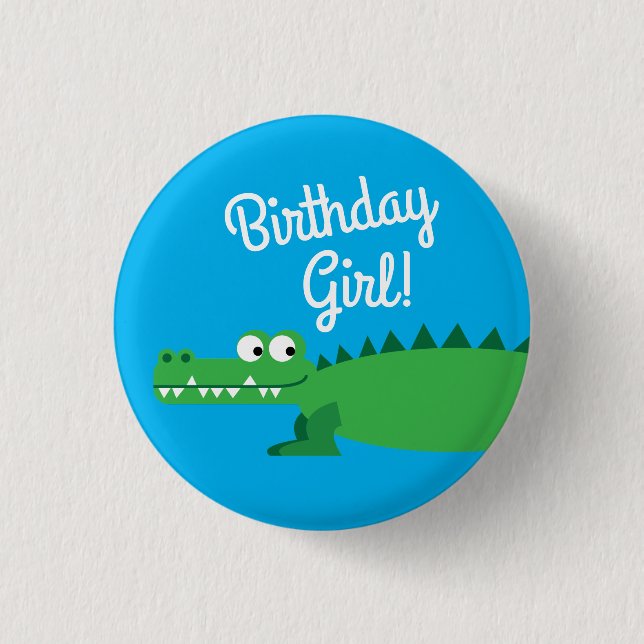 Badge Rond 2,50 Cm Gator Alligator Crocodile 1er anniversaire (Devant)