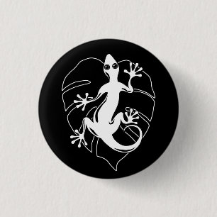 Badge Rond 2,50 Cm Gecko Lizard Silhouette