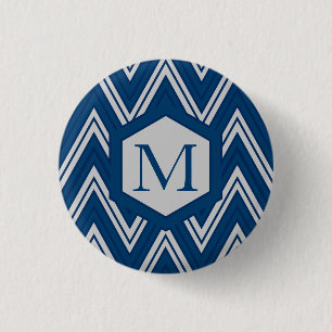 Badge Rond 2,50 Cm Géométrie bleue