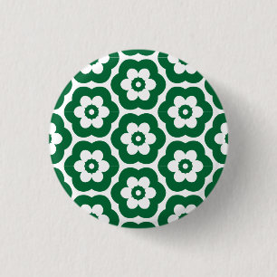 Badge Rond 2,50 Cm Géométrique 290514 (3) - Vert forestier sur blanc