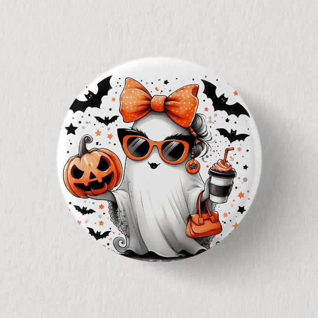 Badge Rond 2,50 Cm Ghost d'Halloween drôle (Devant)