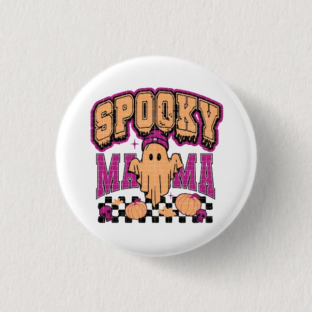 Badge Rond 2,50 Cm Ghost Éffrayant Mama Retro Halloween Design Vintag (Devant)