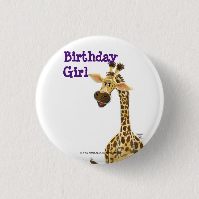 Badge Rond 2,50 Cm Giraffe de l'animal du parti (Devant)