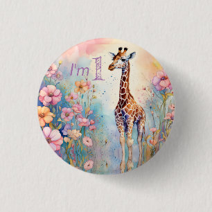 Badge Rond 2,50 Cm Giraffe Garden Pastel