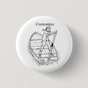 Badge Rond 2,50 Cm Girl Power Sculling Boat Thunder_Cove