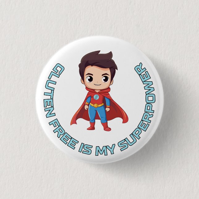 Badge Rond 2,50 Cm Gluten Free est ma super-puissance - Comic Hero Ce (Devant)