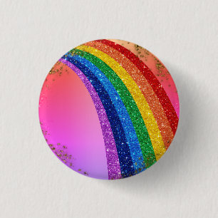 Badge Rond 2,50 Cm Golden Sparkings et Parties scintillant Rainbow Un