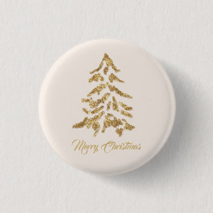 Badge Rond 2,50 Cm Golden Tree Merry Christmas