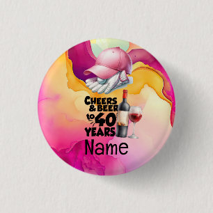 Badge Rond 2,50 Cm Golf 40e anniversaire pour femme golfeuse