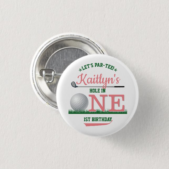 Badge Rond 2,50 Cm Golf PAR-TEE 1er anniversaire (Devant & derrière)