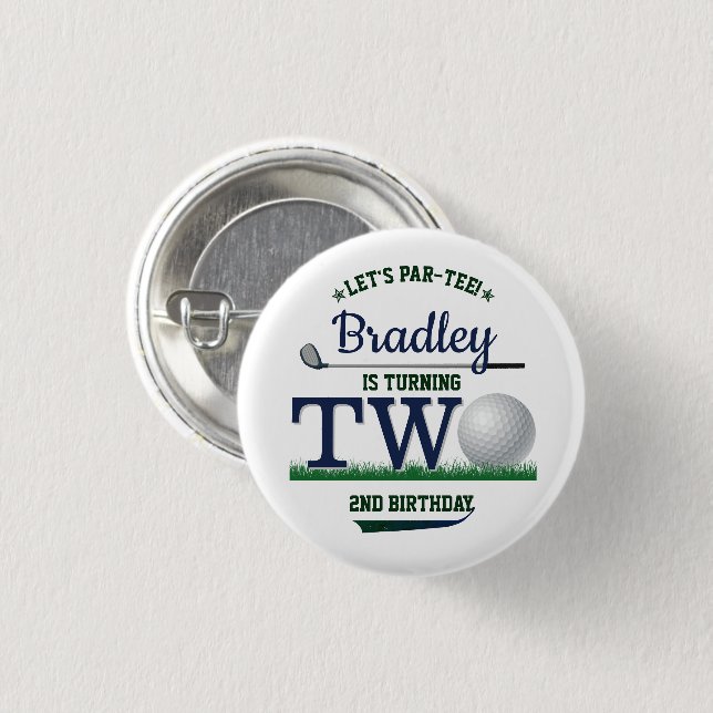 Badge Rond 2,50 Cm Golf PAR-TEE 2e anniversaire (Devant & derrière)