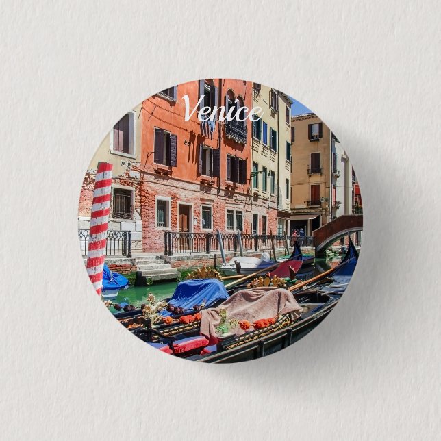 Badge Rond 2,50 Cm gondole traditionnelle à Venise (Devant)