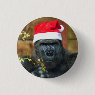 Badge Rond 2,50 Cm Gorilla Festive Cheer Unleashed
