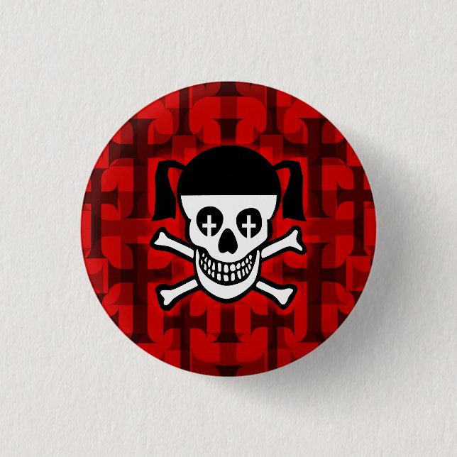 Badge Rond 2,50 Cm Goth Girl Crâne et croix (Devant)