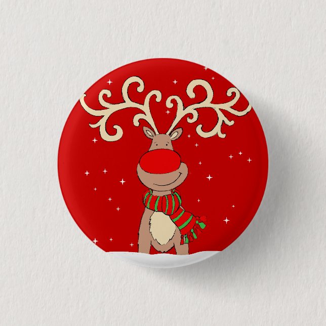 Badge Rond 2,50 Cm Goupille rouge de Noël de nez de grands (Devant)
